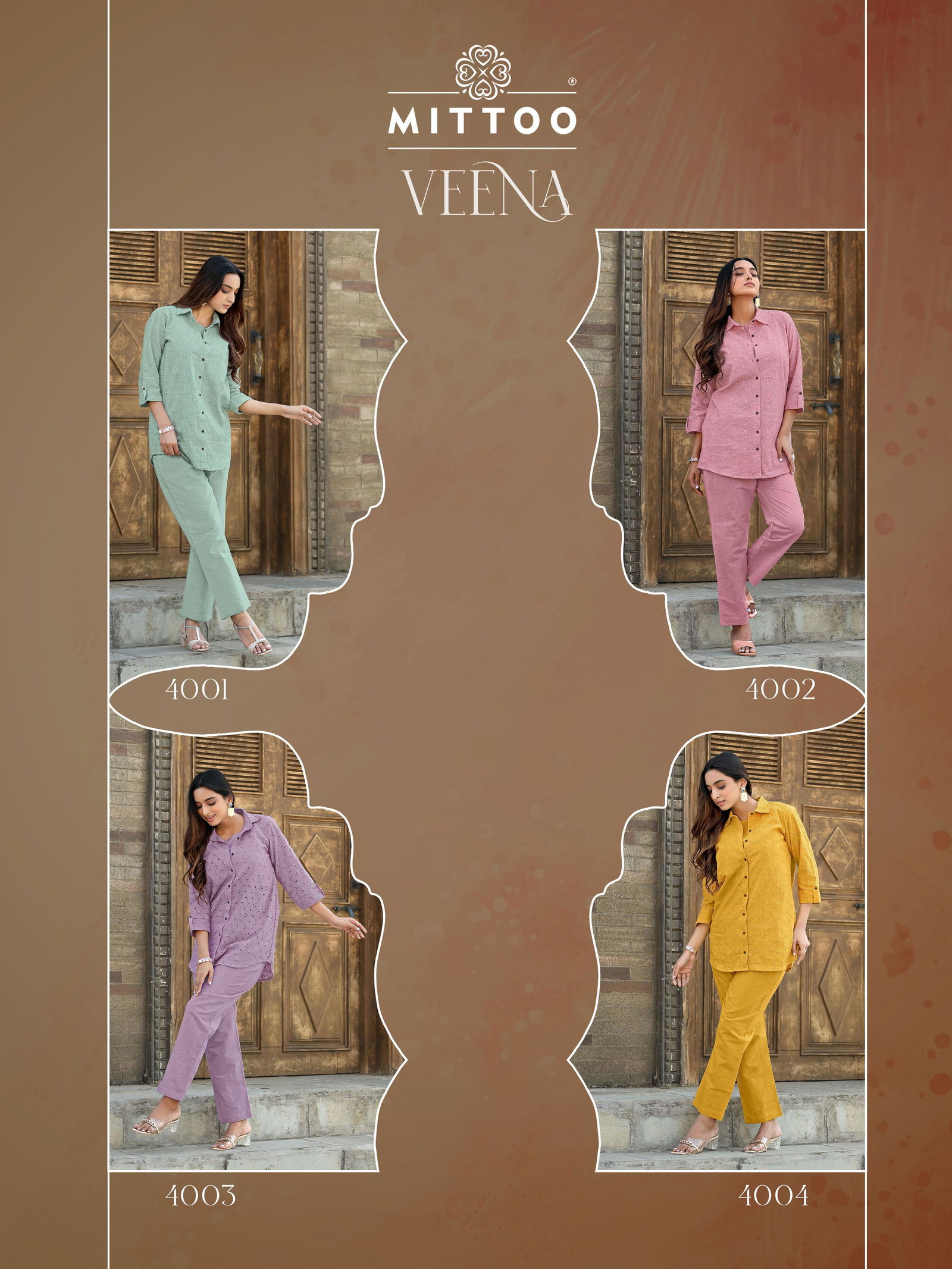 Veena By Mittoo Shifli Cotton Fancy Western Ladies Top With Bottom Wholesale Online